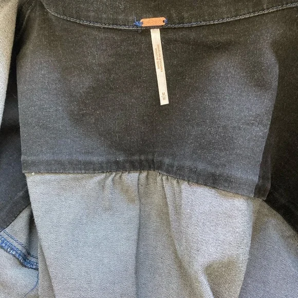 Free People Washed Black Denim Utility Jacket Dress - Picture 5 of 7